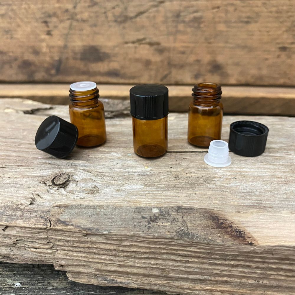 Braunglasflasche 2ml, Pfropfen weiß